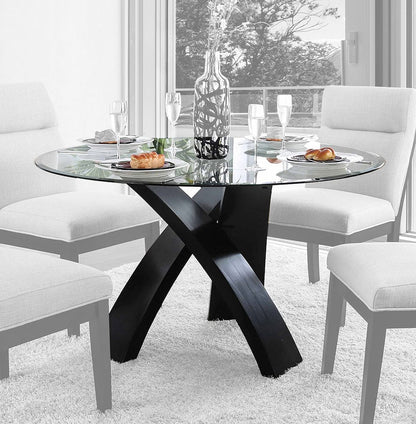 Furniture of America - Jasmin Round Dining Table in Beige/Black - CM3393RT-TABLE View 1