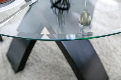 Furniture of America - Jasmin Round Dining Table in Beige/Black - CM3393RT-TABLE View 2