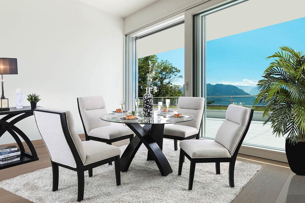 Furniture of America - Jasmin Round Dining Table in Beige/Black - CM3393RT-TABLE View 3