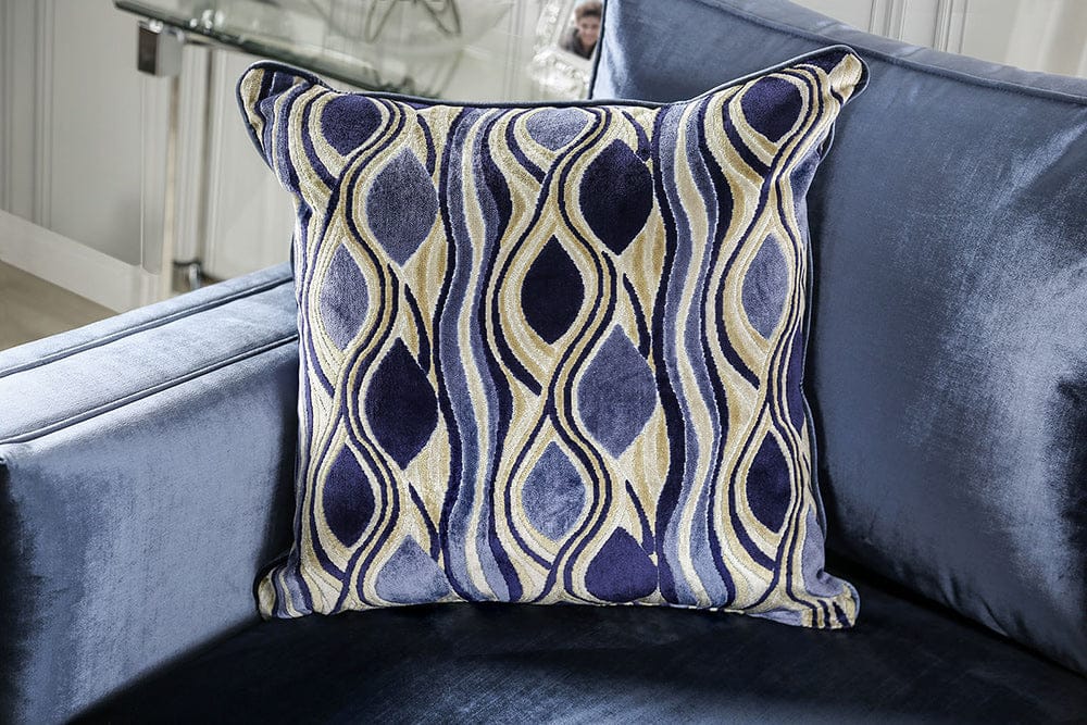 Furniture of America - Jodie Sofa + Loveseat in Satin Blue/Silver - SM2687-2PC View 3