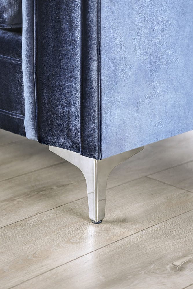 Furniture of America - Jodie Sofa + Loveseat in Satin Blue/Silver - SM2687-2PC View 6