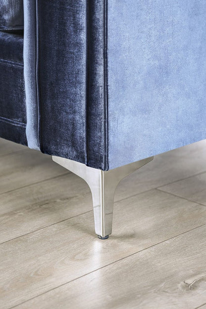 Furniture of America - Jodie Sofa + Loveseat in Satin Blue/Silver - SM2687-2PC View 6