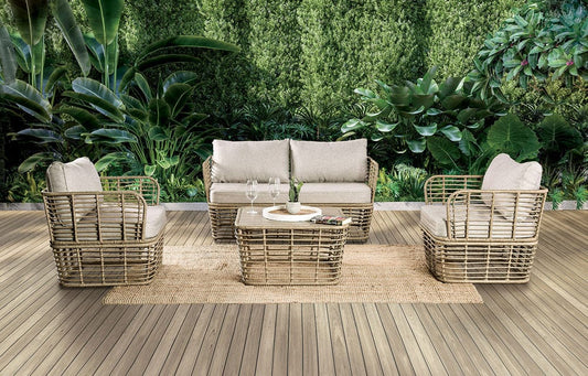 Furniture of America - Johari 4 Pc. Conversation Set in Natural/Beige - FM80016NT-4PC-BN View 1
