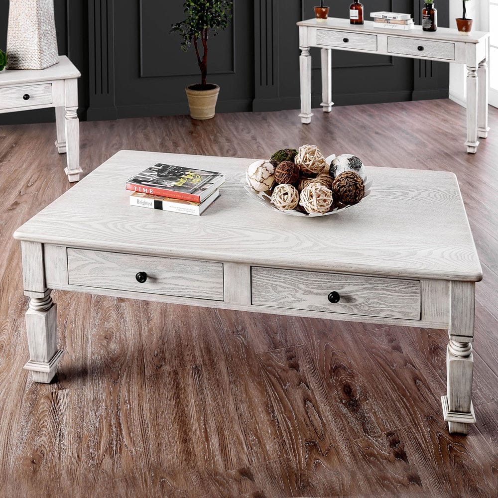 Furniture of America - Joliet Coffee Table in Antique White - CM4089C View 1