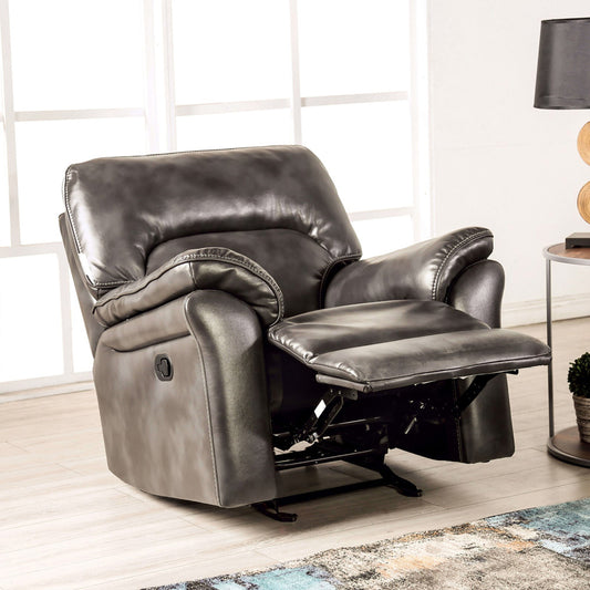 Furniture of America - Josias Glider Recliner in Dark Gray Leatherette - CM9908DG-CH View 1