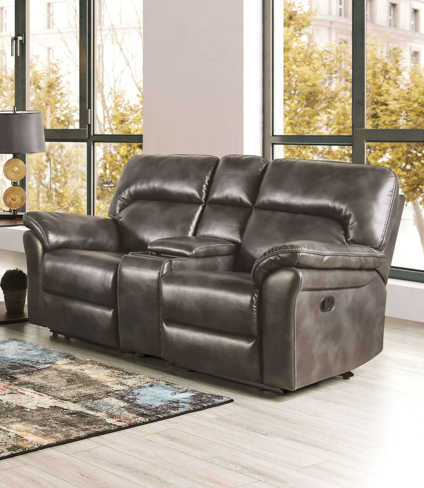 Furniture of America - Josias Loveseat in Dark Gray Leatherette - CM9908DG-LV-PK View 1