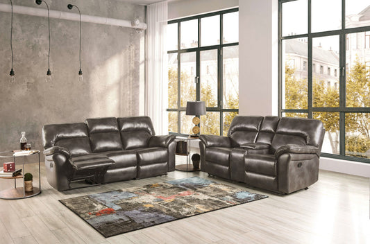 Furniture of America - Josias Sofa + Loveseat in Dark Gray Leatherette - CM9908DG-2PC View 1