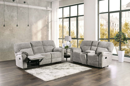Furniture of America - Josias Sofa + Loveseat in Light Gray Fabric - CM9908DV-2PC View 1