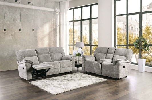 Furniture of America - Josias Sofa + Loveseat in Light Gray Fabric - CM9908DV-2PC View 1