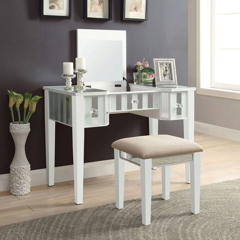 Furniture of America - Joyce Vanity w/ Stool in White - CM-DK6385WH-UPS3 View 1