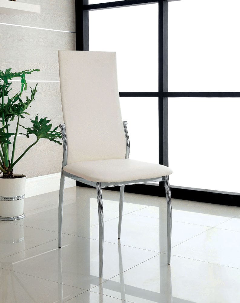 Furniture of America - Kalawao 7 Pc. Dining Table Set in Chrome/White - CM8319T-8310WH-7PC View 2