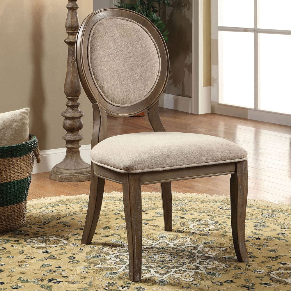 Furniture of America - Kathryn Side Chair in Rustic Oak/Beige - CM3872SC-2PK View 1