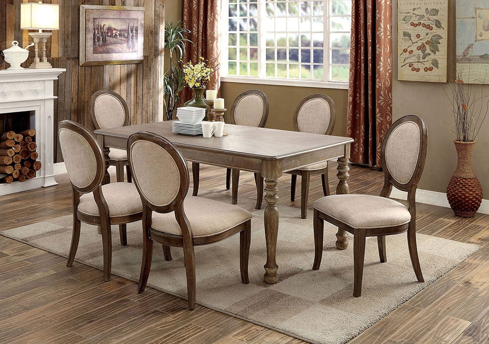 Furniture of America - Kathryn Side Chair in Rustic Oak/Beige - CM3872SC-2PK View 3