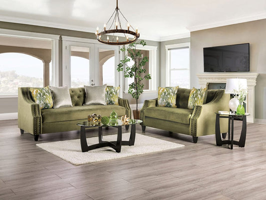 Furniture of America - Kaye Sofa + Loveseat in Green - SM2684-2PC View 1