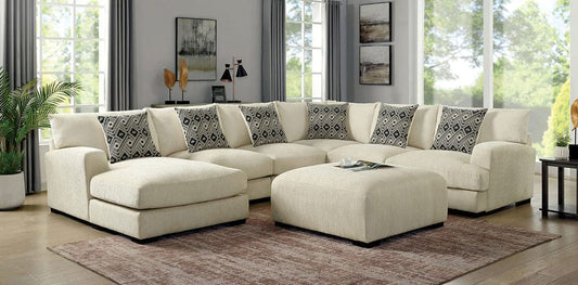 Furniture of America - Kaylee U-Shaped Sectional + Ottoman in Beige - CM6587BG-SECT+OT View 1
