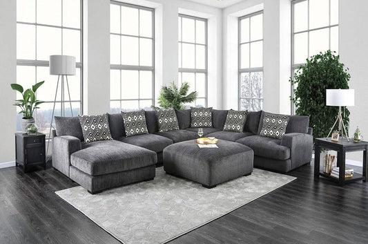 Furniture of America - Kaylee U-Shaped Sectional w/ Ottoman in Gray - CM6587-SECT+OT View 1