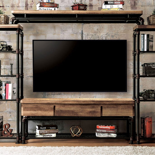 Furniture of America - Kebbyll 60" TV Stand in Antique Black/Natural Tone - CM5913-TV-PK View 1