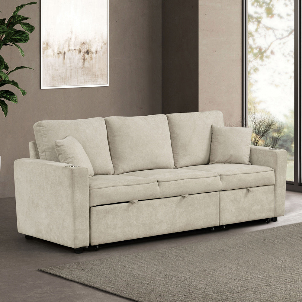 Furniture of America - Kendal Sleeper Sofa Sectional w/ Cupholder in Beige - FM6965BG-SF-PK View 1