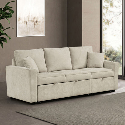 Furniture of America - Kendal Sleeper Sofa Sectional w/ Cupholder in Beige - FM6965BG-SF-PK View 1