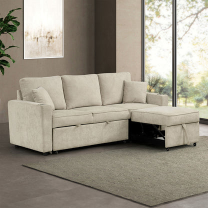 Furniture of America - Kendal Sleeper Sofa Sectional w/ Cupholder in Beige - FM6965BG-SF-PK View 3