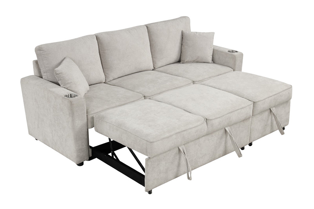 Furniture of America - Kendal Sleeper Sofa Sectional w/ Cupholder in Beige - FM6965BG-SF-PK View 8