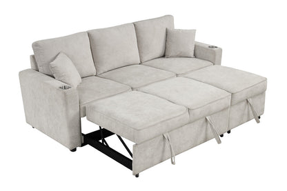 Furniture of America - Kendal Sleeper Sofa Sectional w/ Cupholder in Beige - FM6965BG-SF-PK View 8