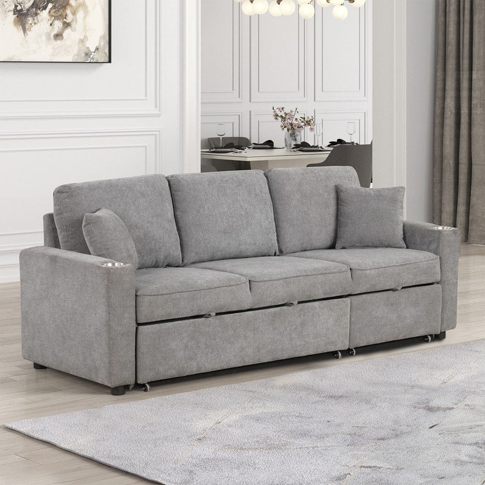 Furniture of America - Kendal Sleeper Sofa Sectional w/ Cupholder in Gray - FM6965GY-SF-PK View 1