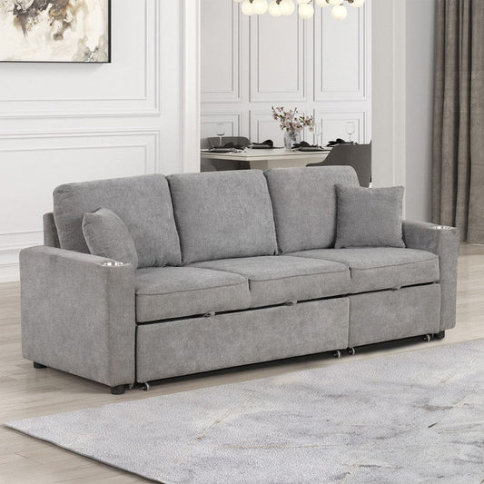Furniture of America - Kendal Sleeper Sofa Sectional w/ Cupholder in Gray - FM6965GY-SF-PK View 1