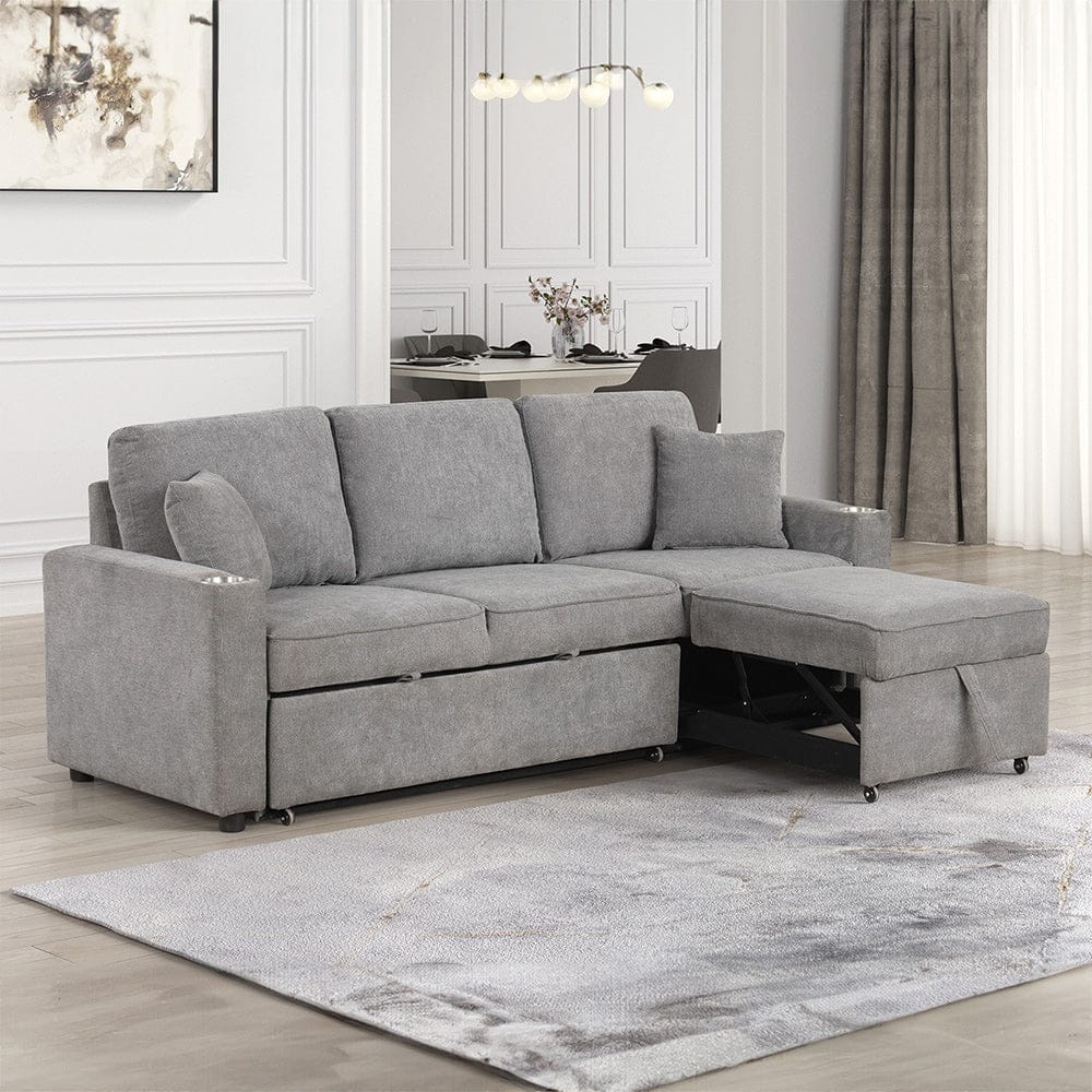 Furniture of America - Kendal Sleeper Sofa Sectional w/ Cupholder in Gray - FM6965GY-SF-PK View 2