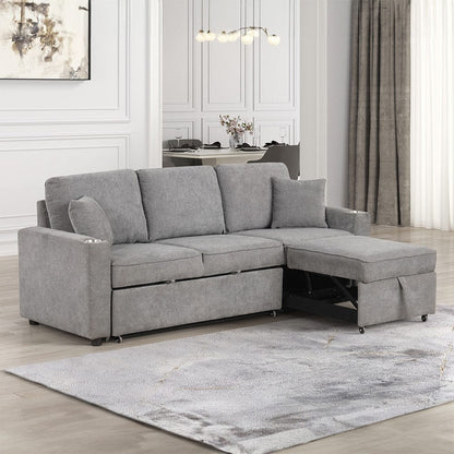 Furniture of America - Kendal Sleeper Sofa Sectional w/ Cupholder in Gray - FM6965GY-SF-PK View 2