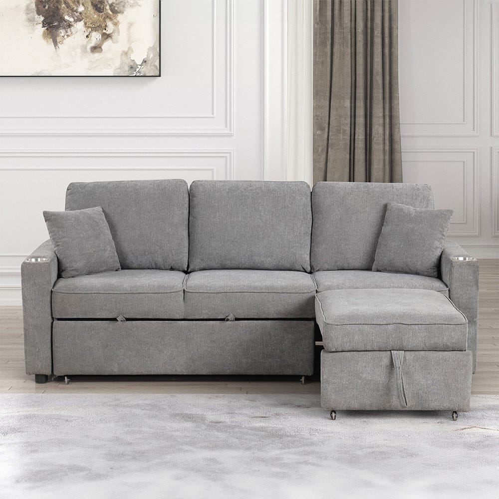 Furniture of America - Kendal Sleeper Sofa Sectional w/ Cupholder in Gray - FM6965GY-SF-PK View 3