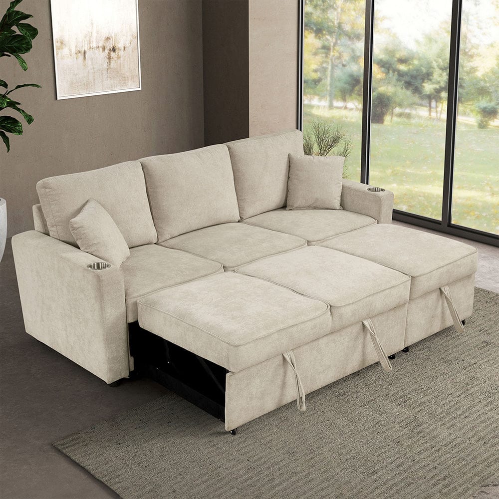 Furniture of America - Kendal Sleeper Sofa Sectional w/ Cupholder in Gray - FM6965GY-SF-PK View 4