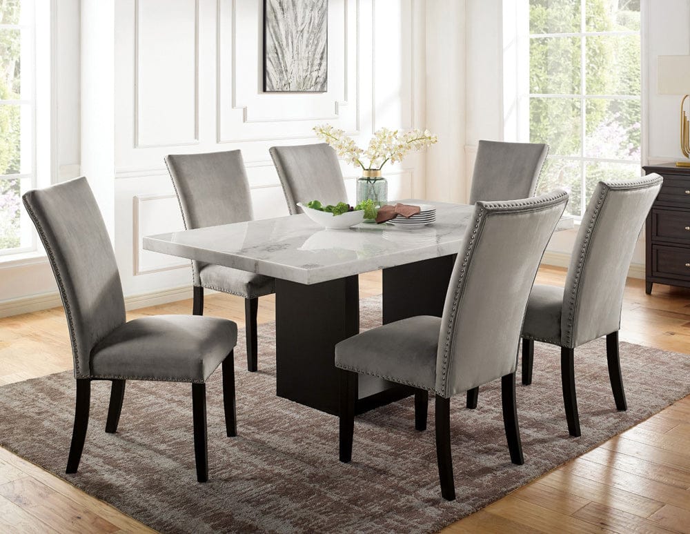 Furniture of America - Kian I 7 Pc. Dining Table Set (Gray Chairs) in White/Gray - CM3744T-7PC-GY View 1