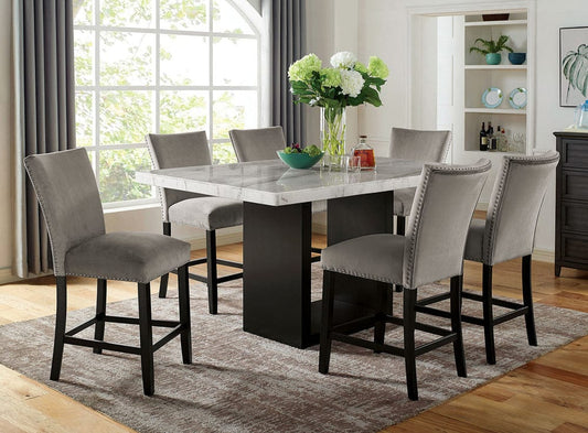 Furniture of America - Kian Ii 7 Pc. Counter Ht. Table Set in White/Black - CM3744PT-7PC View 1