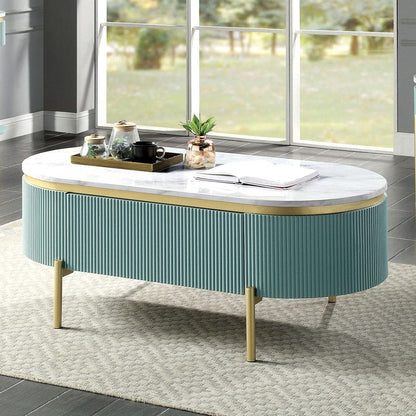Furniture of America - Koblenz Coffee Table in Light Teal - CM4412GR-C View 1