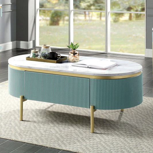 Furniture of America - Koblenz Coffee Table in Light Teal - CM4412GR-C View 1