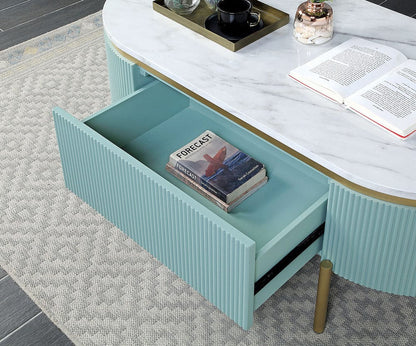 Furniture of America - Koblenz Coffee Table in Light Teal - CM4412GR-C View 2