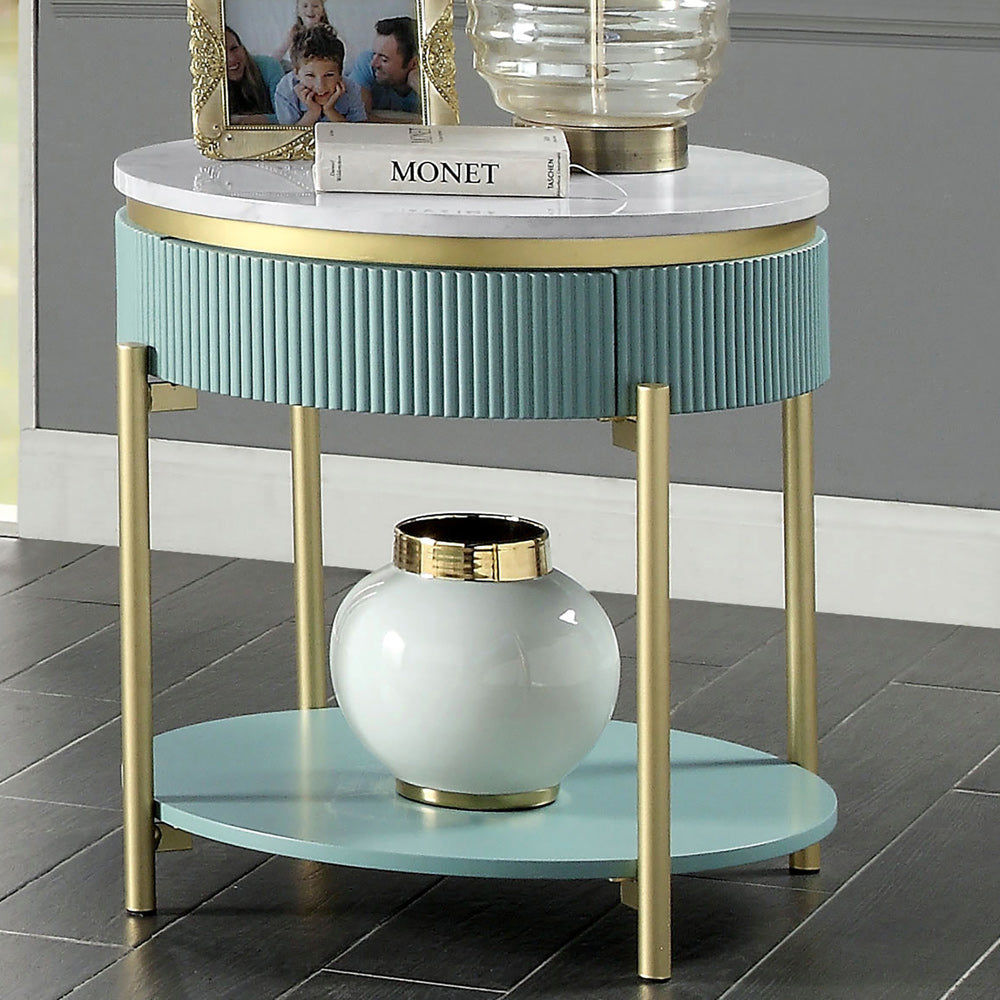 Furniture of America - Koblenz End Table in Light Teal - CM4412GR-E View 1