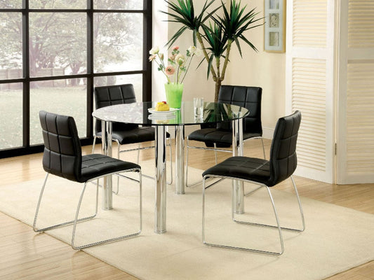 Furniture of America - Kona I 5 Pc. Round Dining Table Set in Black - CM8320T-BK-5PC View 1