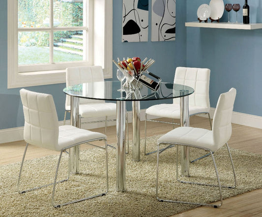 Furniture of America - Kona I 5 Pc. Round Dining Table Set in White - CM8320T-WH-5PC View 1