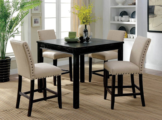 Furniture of America - Kristie 5 Pc. Counter Ht. Table Set in Antique Black - CM3314PT-5PK View 1