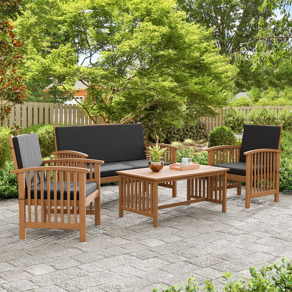 Furniture of America - Kyushu 4 Pc. Patio Set in Black/Natural - GM-1022BK-4PC View 1