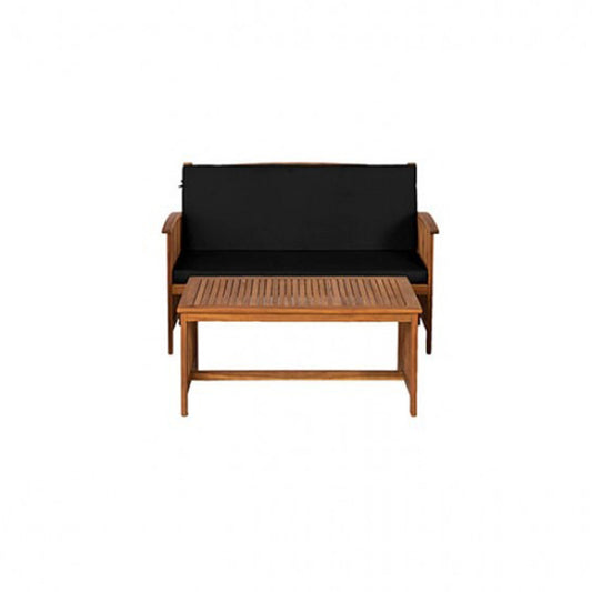 Furniture of America - Kyushu Table + Loveseat in Black/Natural - GM-1022BK-2PK