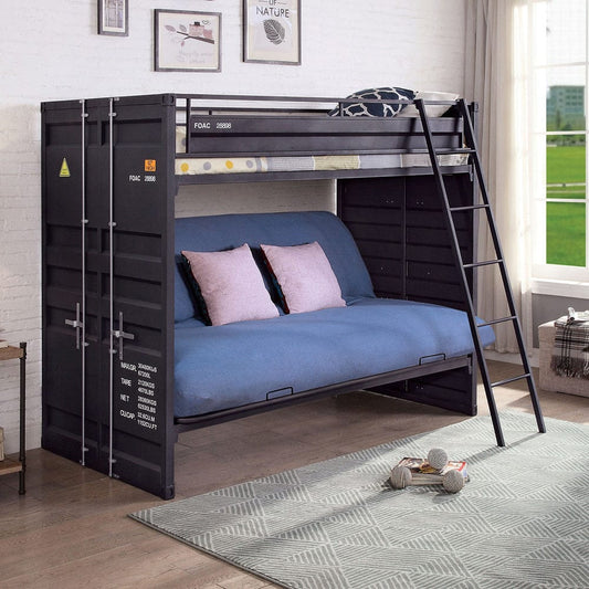 Furniture of America - Lafray Twin Bunk Bed w/ Futon Base in Black - FOA-BK652BK-BED View 1