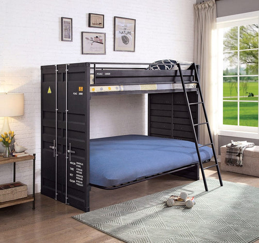 Furniture of America - Lafray Twin Bunk Bed w/ Futon Base in Black - FOA-BK652BK-BED View 2