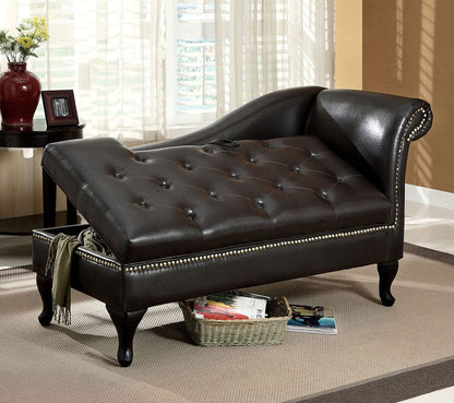 Furniture of America - Lakeport Storage Chaise in Black - CM-BN6893 View 2