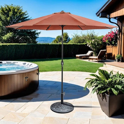 Furniture of America - Lali 11' Outdoor Umbrella with Base in Red - LA-A011RD+BASE