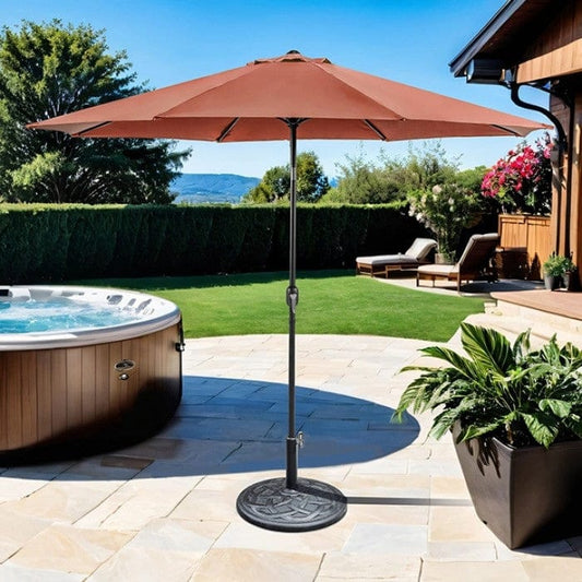 Furniture of America - Lali 11' Outdoor Umbrella with Base in Red - LA-A011RD+BASE