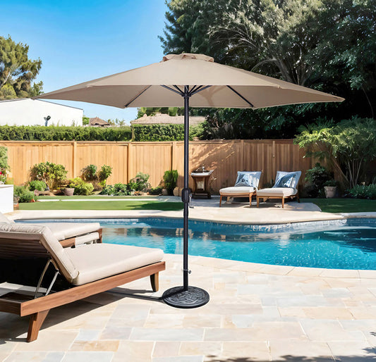 Furniture of America - Lali 9' Outdoor Umbrella with Base in Beige - LA-A027BG+BASE View 1