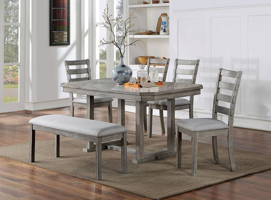 Furniture of America - Laquila 6 Pc. Dining Table Set w/ Bench in Gray - CM3542GY-T-6PC-BN View 1